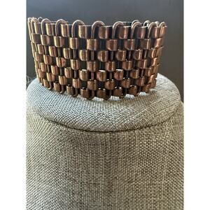 Vintage Renoir Woven Copper Cuff Bracelet 1950s MCM Unisex Brutalist Modernist